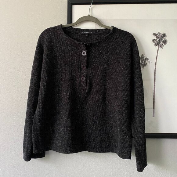 Gibson Look by Nordstrom | NWOT Ribbed Knit Dolman Henley Sweater Dark Gray Siz - Picture 2 of 7